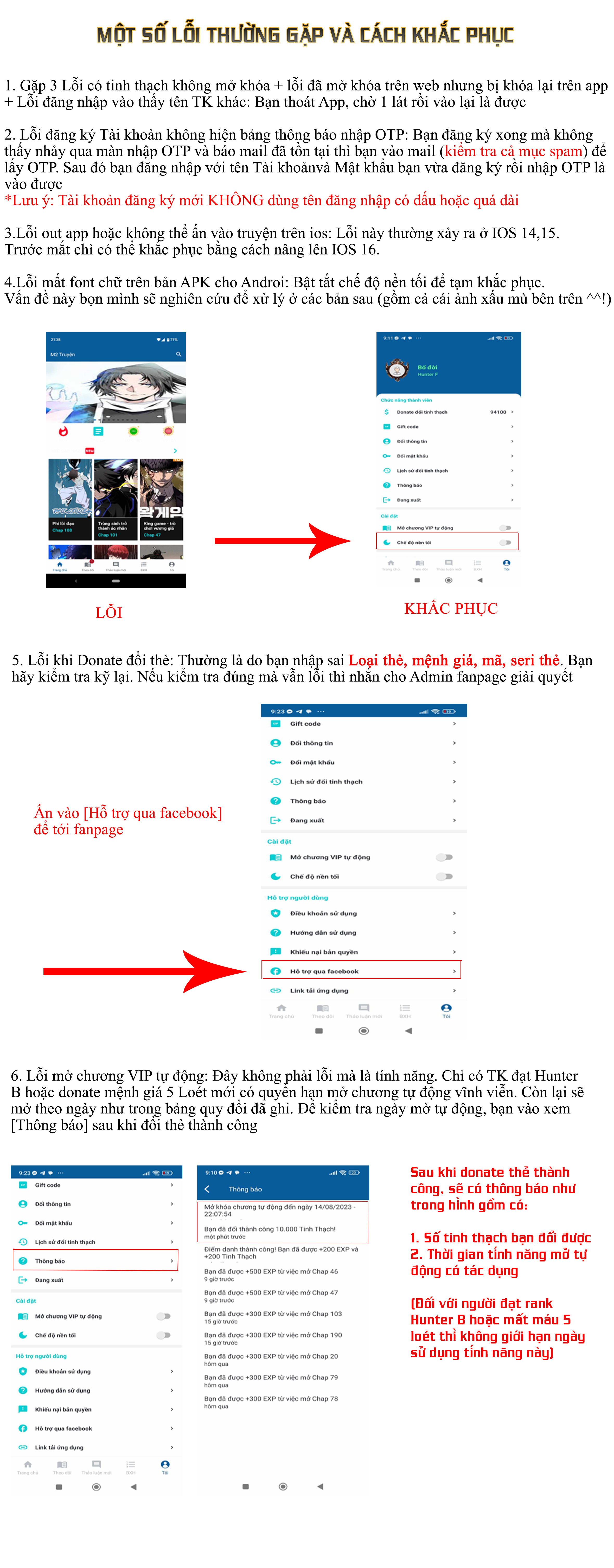 Đọc truyện Hướng dẫn sử dụng App và web - C2 Hướng dẫn fix lỗi thường gặp trên app